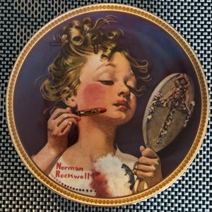 “Making Believe At The Mirror “ Collectors Plate by Norman Rockwell